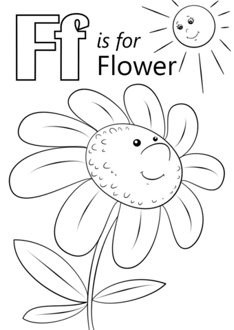 Letter F Is For Flower Coloring Page